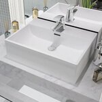vidaXL Vasque avec trou de robinet en céramique Blanc 51 5x38 5x15 cm