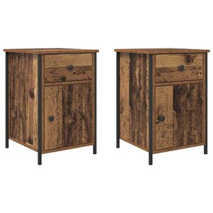 vidaXL Cabinet de chevet avec tiroir 2 Pièces Bois ancien 40 x 42 x 60 cm
