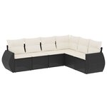 vidaXL Salon de jardin 6 Pièces avec coussins noir résine tressée