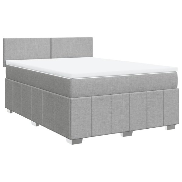 vidaXL Sommier à lattes de lit avec matelas Gris clair 160x200cm Tissu