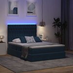 vidaXL Lit de rangement LED avec matelas Bleu foncé 140 x 200 cm