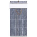 vidaXL Panier à linge avec une seule section bambou gris 83 L