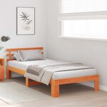 vidaXL Cadre de lit avec tête de lit Brun cire 75 x 190 cm Pin massif