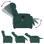 vidaXL Fauteuil inclinable de massage Vert foncé Tissu