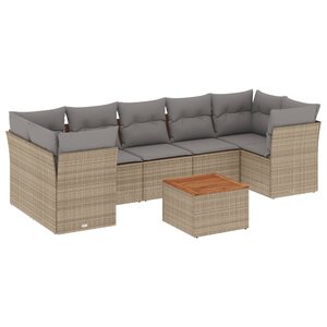 vidaXL Salon de jardin avec coussins 8Pièces mélange beige résine tressée