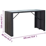 vidaXL Ensemble de bar de jardin 7 Pièces avec coussins poly rotin noir