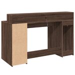 Bureau table poste de travail meuble d'ordinateur informatique étude et lumières LED chêne bois d'ingénierie brun 02_0023792