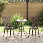 Set de Bistro de Jardin 3 Pièces en Aluminium Bronze
