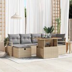 vidaXL Ensemble de jardin 7 pièces avec coussins beiges en poly rotin