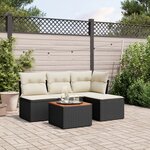 vidaXL Salon de jardin 5 Pièces avec coussins noir résine tressée