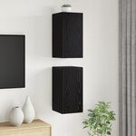 vidaXL Meuble TV Montage mural 2 Pièces Chêne noir Bois d'ingénierie