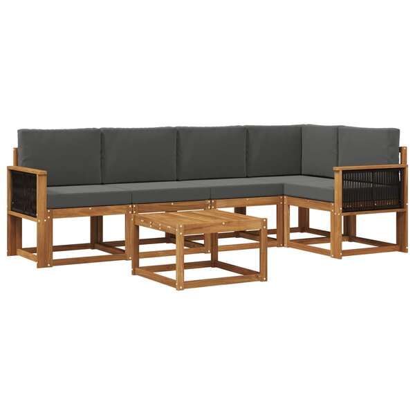 vidaXL Ensemble de canapés d'extérieur 6 pc Naturel et Anthracite