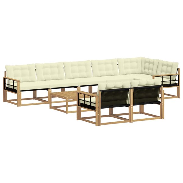 vidaXL Ensemble de canapés d'extérieur 9 pc Blanc et crème