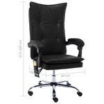 vidaXL Chaise de bureau de massage Noir Similicuir