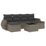 vidaXL Salon de jardin avec coussins 7 Pièces gris résine tressée