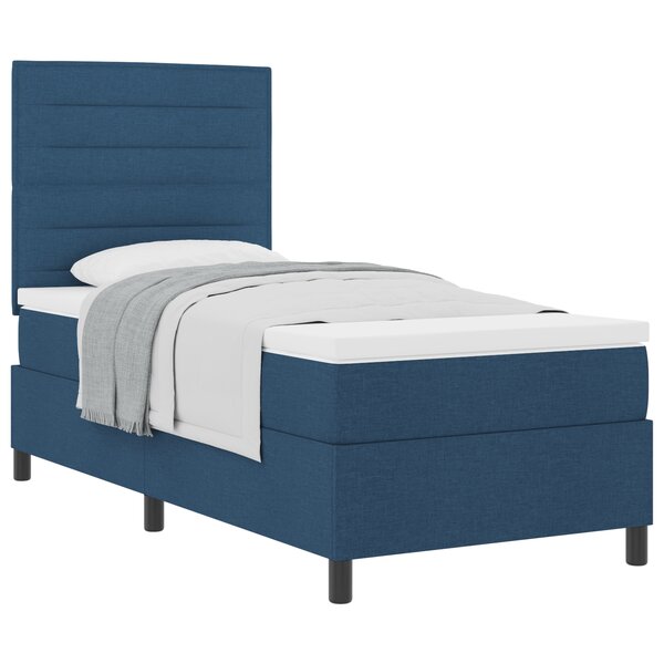 vidaXL Lit à Ressort avec Matelas Bleu 90x200 cm Tissu