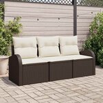 vidaXL Ensemble de canapé de jardin 3 Pièces Marron Poly rotin