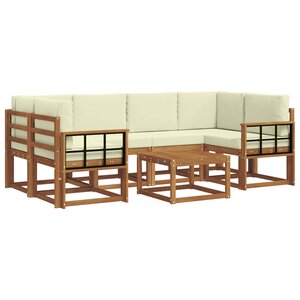 vidaXL Ensemble de canapés d'extérieur 7 pc Naturel et Crème