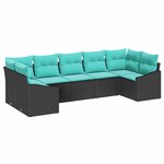 vidaXL Ensemble de Canapés avec coussin 7 Pièces Noir polyrotin
