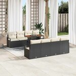 vidaXL Ensemble de canapé de jardin 9 Pièces Noir Poly rotin