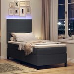 vidaXL Lit à ressort LED Gris foncé et blanc 90 x 200 cm