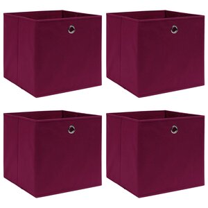 vidaXL Boîtes de rangement 4 Pièces Rouge foncé 32x32x32 cm Tissu