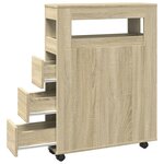 vidaXL Meuble étroit de salle de bain à roulettes chêne sonoma