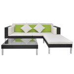 vidaXL Salon de jardin 4 Pièces avec coussins Résine tressée Noir
