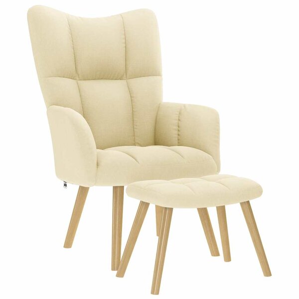 vidaXL Chaise de relaxation avec repose-pied Crème Tissu