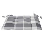 vidaXL Chaises de jardin lot de 2 avec coussins à carreaux gris Teck