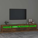 vidaXL Meuble TV avec lumières LED Chêne fumé 240x35x40 cm