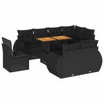 vidaXL Salon de jardin 9 Pièces avec coussins noir résine tressée