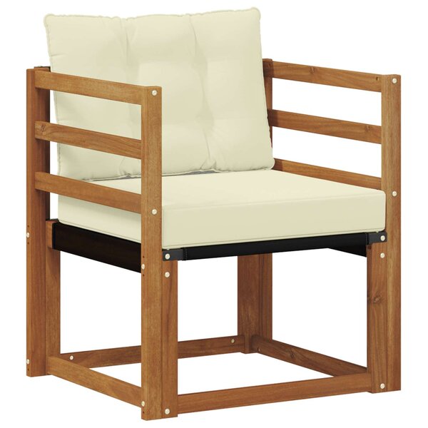 vidaXL Canapé d’extérieur Bois d'Acacia Massif Naturel et Crème