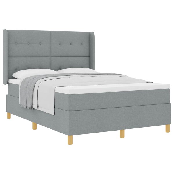 vidaXL Lit à ressorts avec matelas Gris clair 160 x 200 cm tissu
