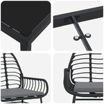 vidaXL Ensemble de salle à manger de jardin 3 pièces avec coussins Noir Rattan Poly