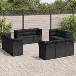 vidaXL Salon de jardin 12 Pièces avec coussins noir résine tressée