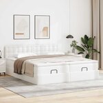 VidaXL Cadre de lit ottoman avec matelas blanc 200x200 cm similicuir