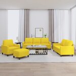 vidaXL Ensemble de canapés 4 Pièces avec coussins Jaune clair Tissu