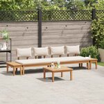 vidaXL Ensemble de banc de jardin avec coussin 5 Pièces Marron et Crème