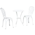 Ensemble de bistro de jardin 3 pièces vidaXL en aluminium blanc