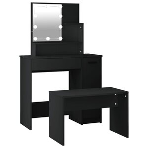 vidaXL Ensemble de coiffeuse avec LED Noir Bois d'ingénierie