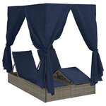 vidaXL Transat double avec toit Gris 205 x 129 x 200 cm Rattan PE