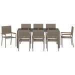 Ensemble de salle à manger de jardin 9 pièces vidaXL gris poly rattan