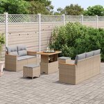 vidaXL Ensemble de canapé de jardin 8 Pièces Beige polyrotin