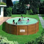 Piscine ronde 3.50mx1.20 décoré bois avec renforts