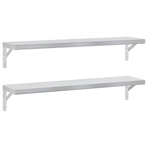 vidaXL Étagères murales 2 Pièces 100x23 5 cm argenté acier inoxydable