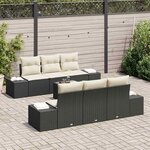 vidaXL Ensemble de canapé de jardin 8 Pièces Noir et Crème polyrotin