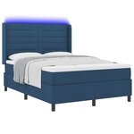 vidaXL Lit à ressort LED avec matelas Bleu 160 x 200 cm tissu