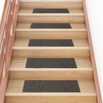 vidaXL Tapis d'escalier autocollants 30 pièces 76 x 20 cm Anthracite Rectangulaire