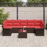 vidaXL Ensemble de canapé de jardin 8 Pièces Beige et Rouge polyrotin